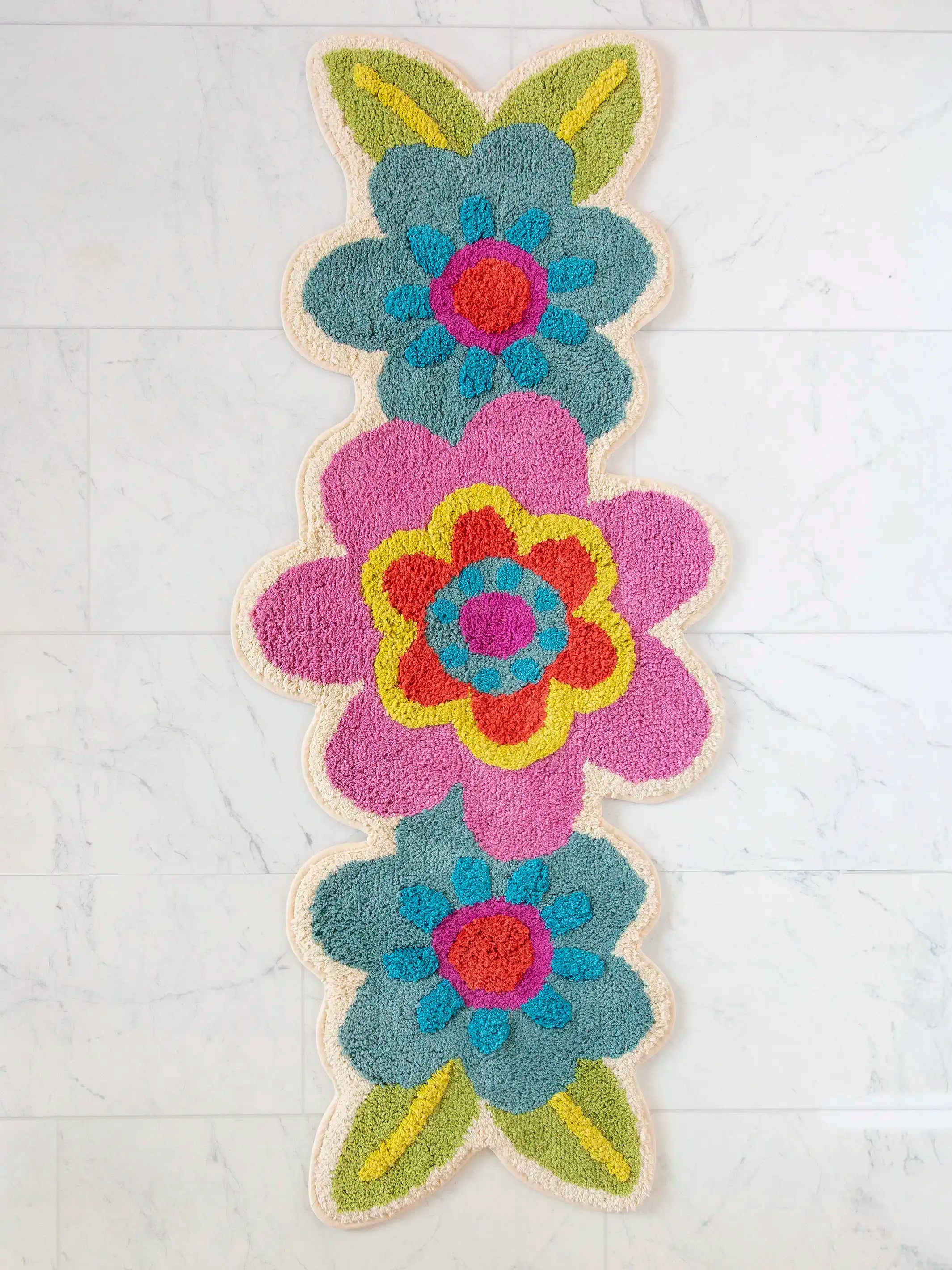 Tufted Runner Bath Mat - Pink Flower