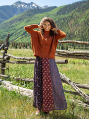 Valentina Maxi Skirt - Prairie Ditsy Maroon