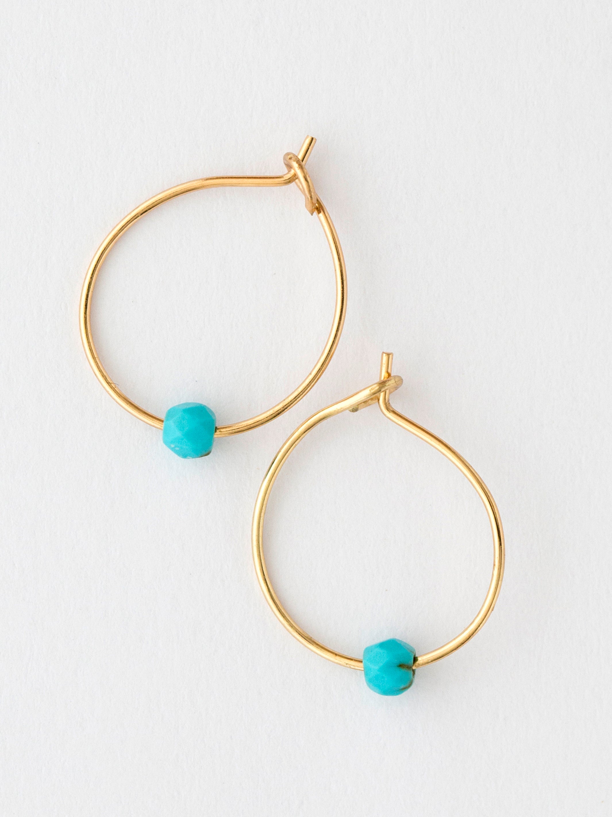 Tiny Hoop Earrings - Turquoise