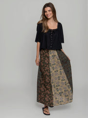 Valentina Maxi Skirt - Sage Cream Floral
