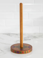 Wooden Paper Towel Holder - Folk Flower