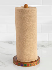 Wooden Paper Towel Holder - Folk Flower