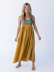 Tricia Maxi Dress - Mustard Gauze