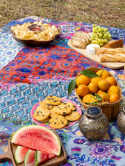 XL Water Resistant Picnic Blanket - Blue Patchwork