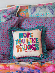 Tufted Boho Pillow - Hope You Like Dogs