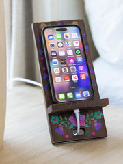 Wooden Phone Stand - Cocoa Folk Flower
