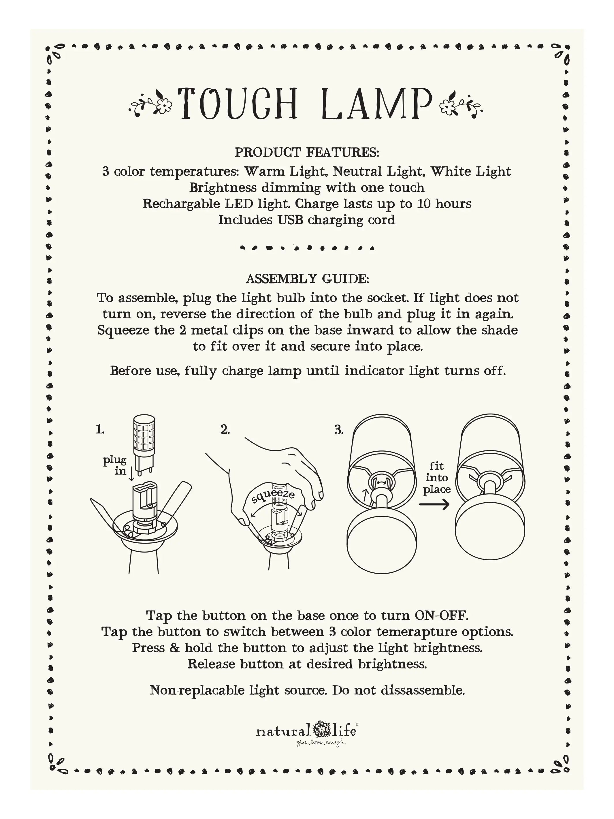 Touch Lamp - Rainbow Cream Floral