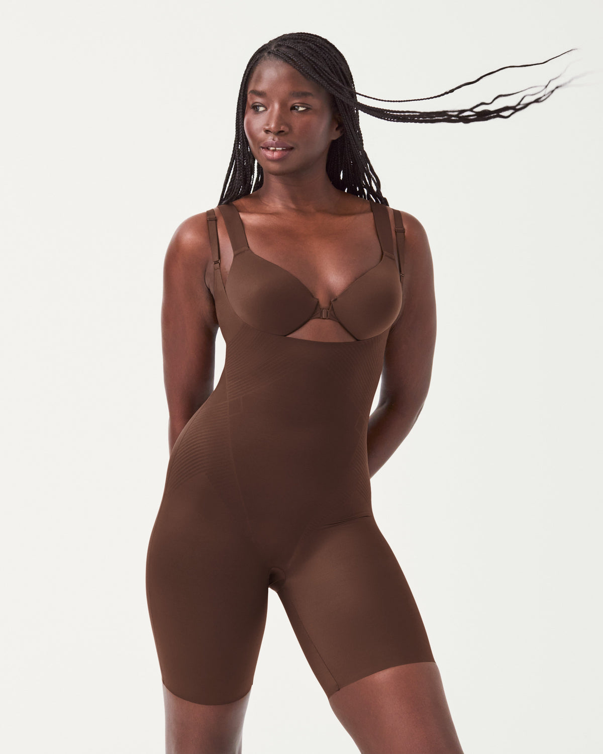 SPANXshape™ Invisible Open-Bust Mid-Thigh Bodysuit | Chestnut Brown